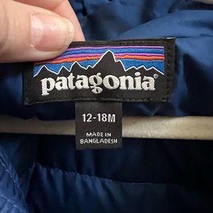 Patagonia puff jacket- 12-18m. Royal blue with hood